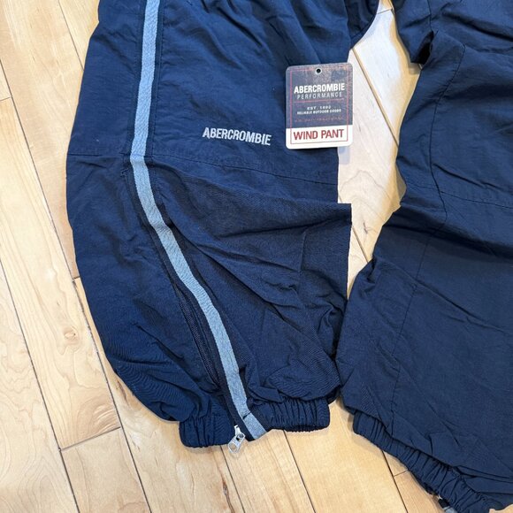 VTG Abercrombie & Fitch Track Pants Mens Small Navy Jersey Lined Zip Legs Korea - Picture 2 of 13